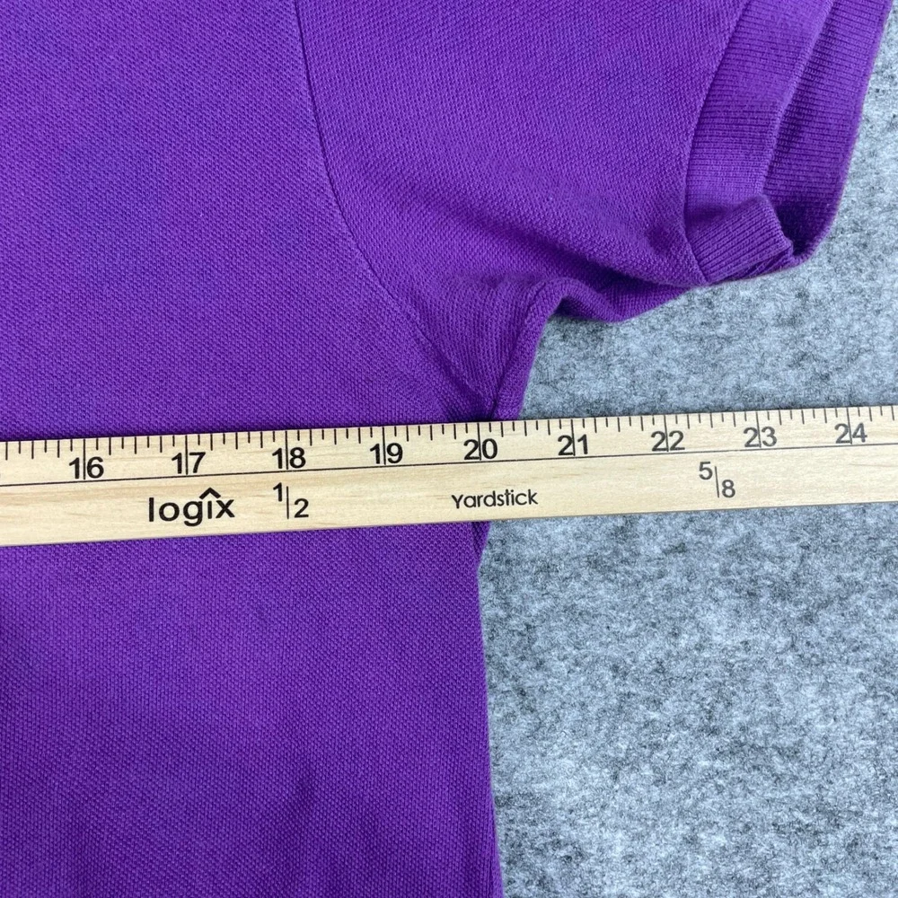 VTG IZOD Lacoste Polo Shirt Mens L Purple Patron Pique Short Sleeve Made In USA